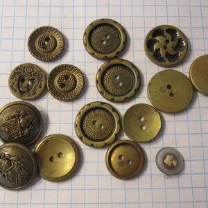 Vintage lot of Sewing Buttons - Decorative Metal Fun Mix
